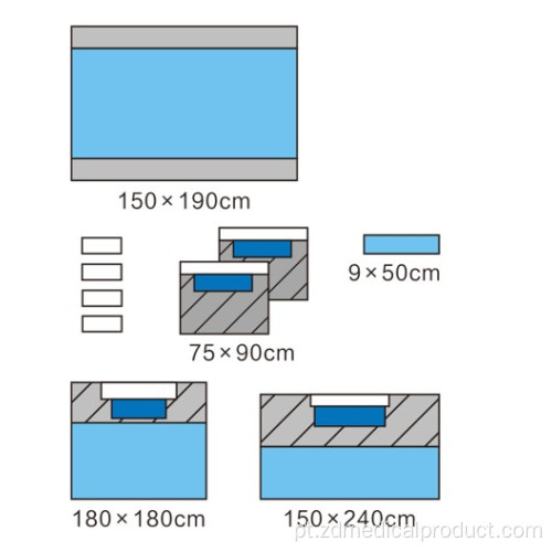 Conjunto de cortinas cirúrgicas universais sem tamanho grande de Mayo